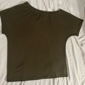 Brown off the shoulder t-shirt